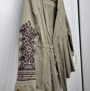 Knox Rose, Small, Green, jacket, embroidery,  army green